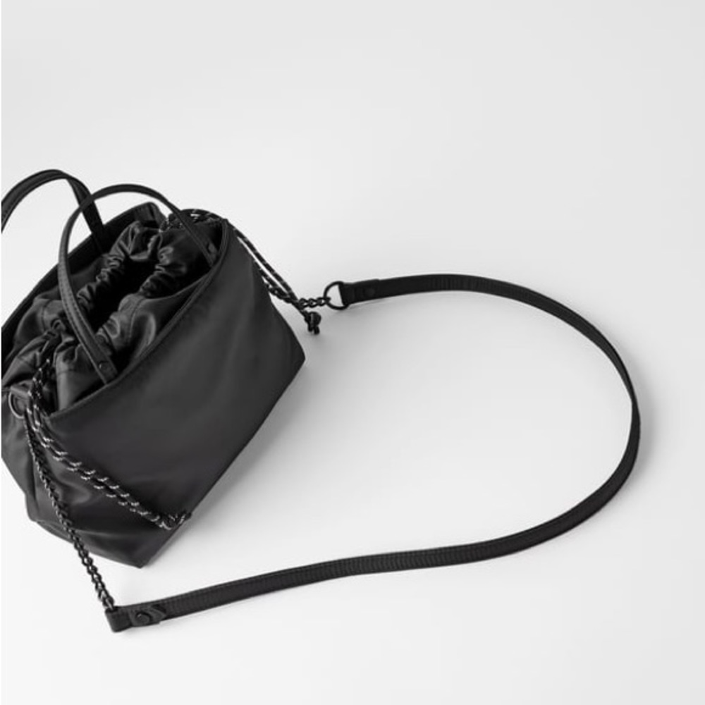Zara satin nylon mini city bag black